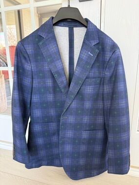 Tailorbyrd Blue & Green Plaid Sport Coat